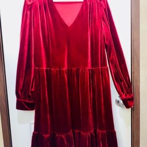 Sandra Darren Red Velvet Dress